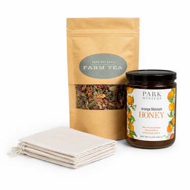 Orange Blossom Honey Jar with Park Winters Farm Tea and Muslin Tea Bags